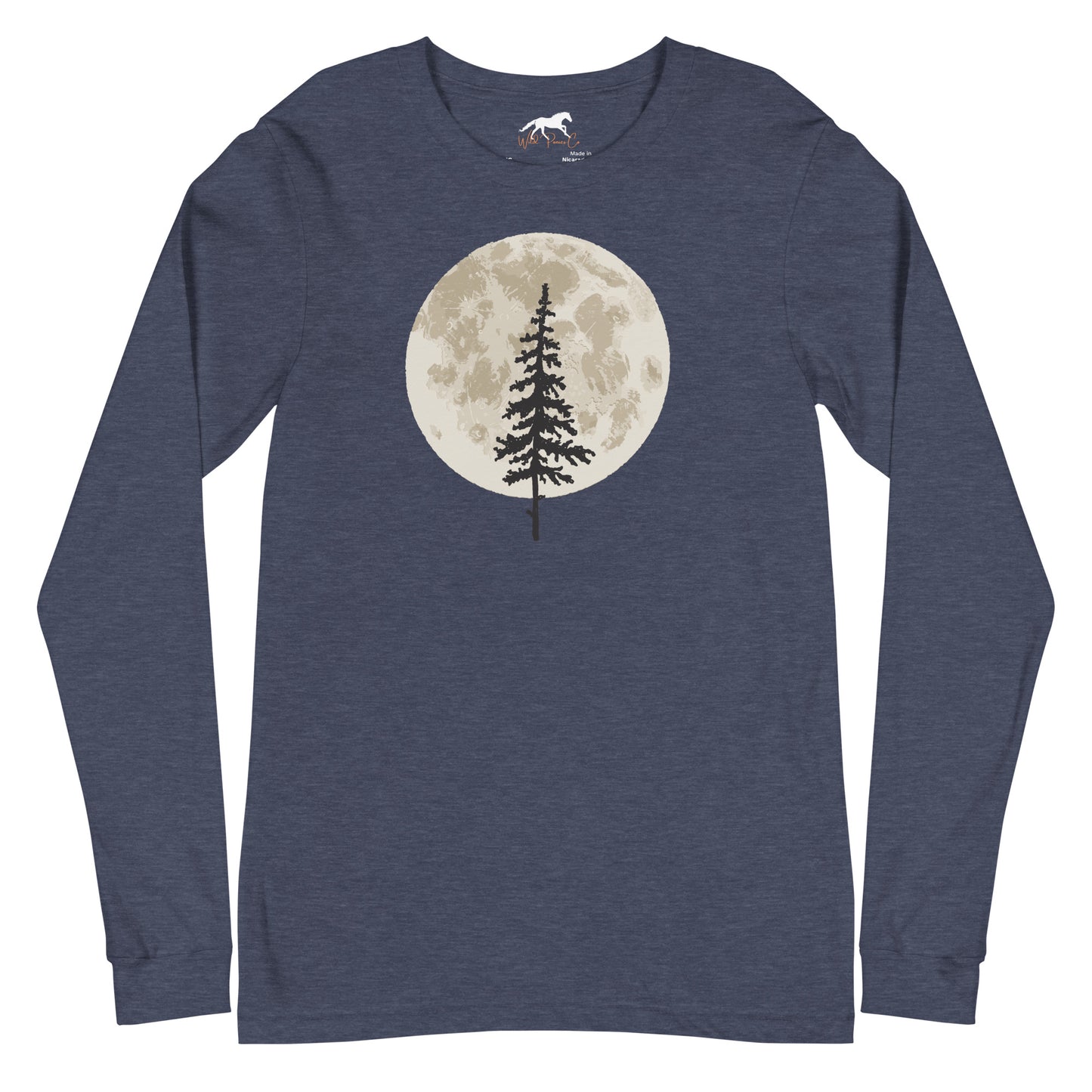 Unisex Long Sleeve Tee- Moon and lone pine tree