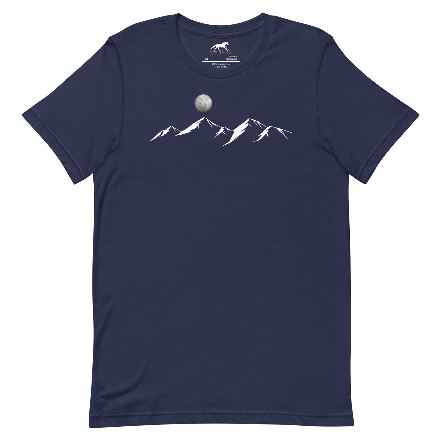 Unisex T-shirt with simply stated mountains and the moon