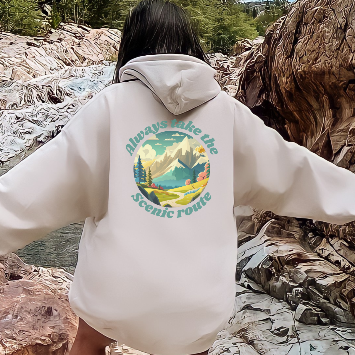 Unisex Hoodie- back design, scenic route