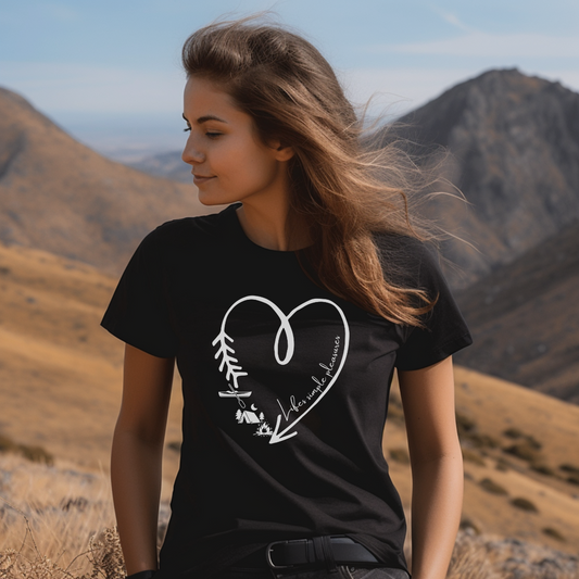 Women's Relaxed T-Shirt - Heart, camping, life's pleasures