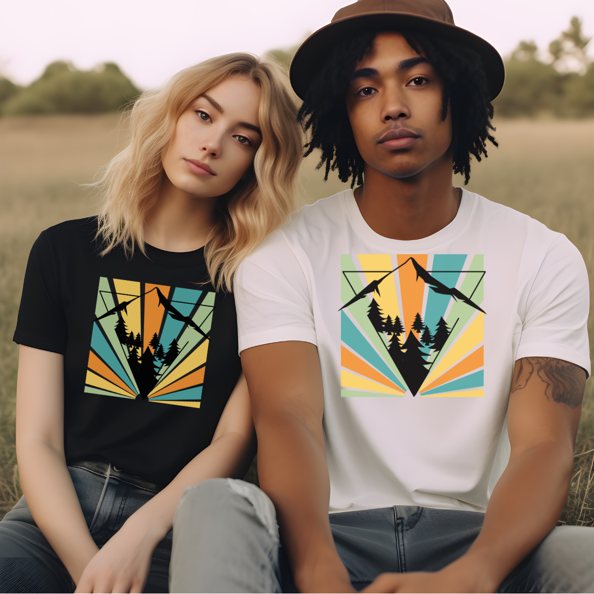 Unisex T-shirt - Mountains and pines