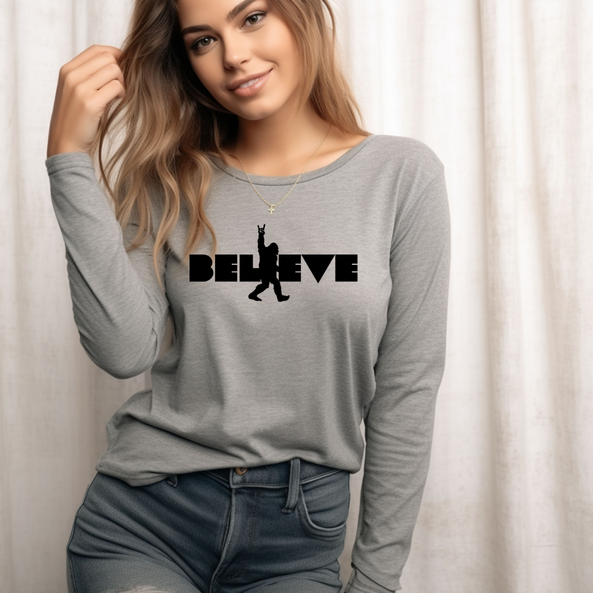 Unisex Long Sleeve Tee- Believe, Bigfoot