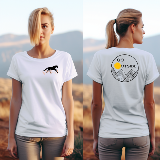 Unisex T-shirt - back design, go outside, mountains