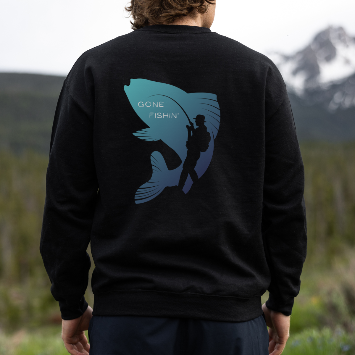 Unisex Sweatshirt-Back design, gone fishin'