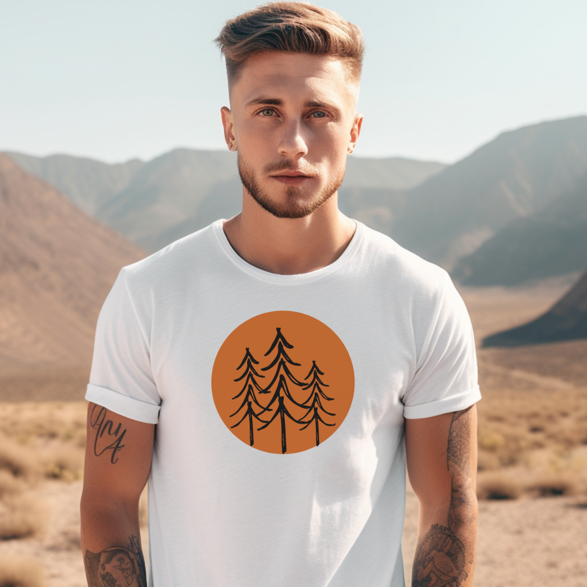 Unisex T-shirt - Simple sun and pines