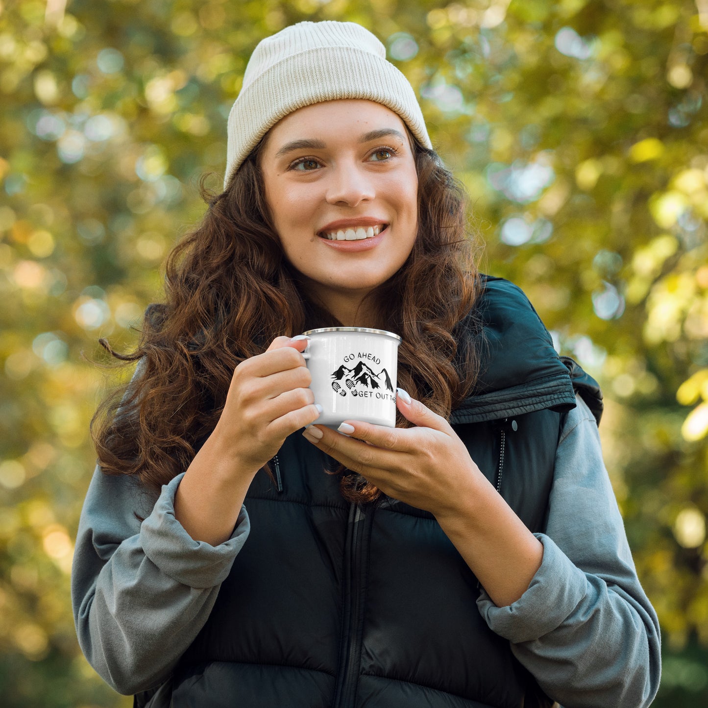 Enamel Mug- sturdy camping, get outside