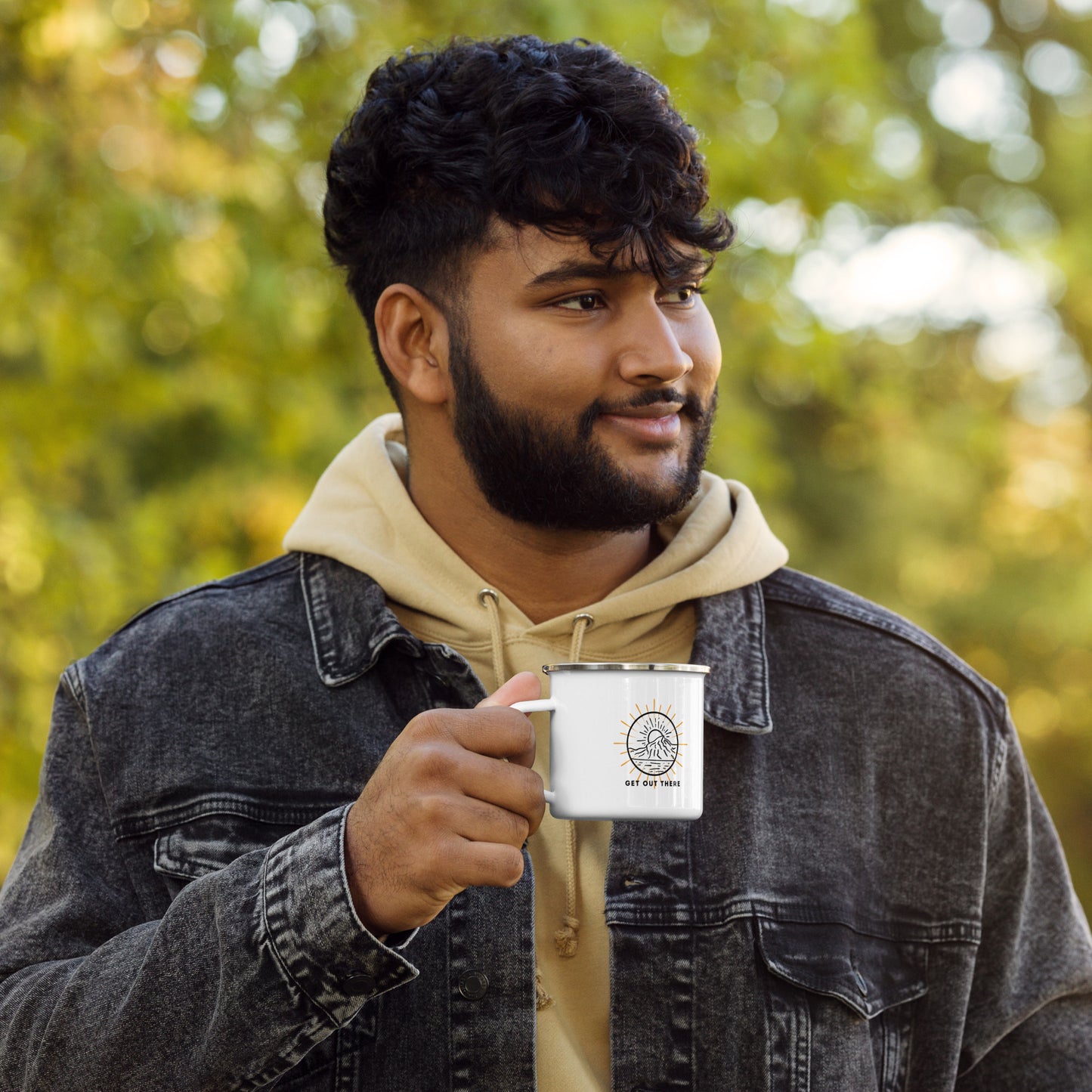 Enamel Mug- sturdy camping, get out there