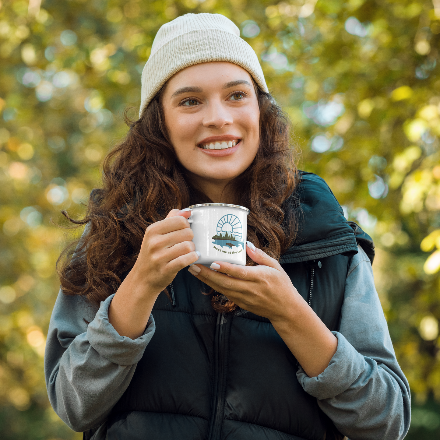 Enamel Mug- sturdy camping, fishing at the lake