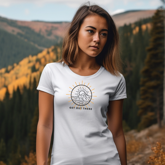 Unisex T-shirt - Sun, mountain in a circle