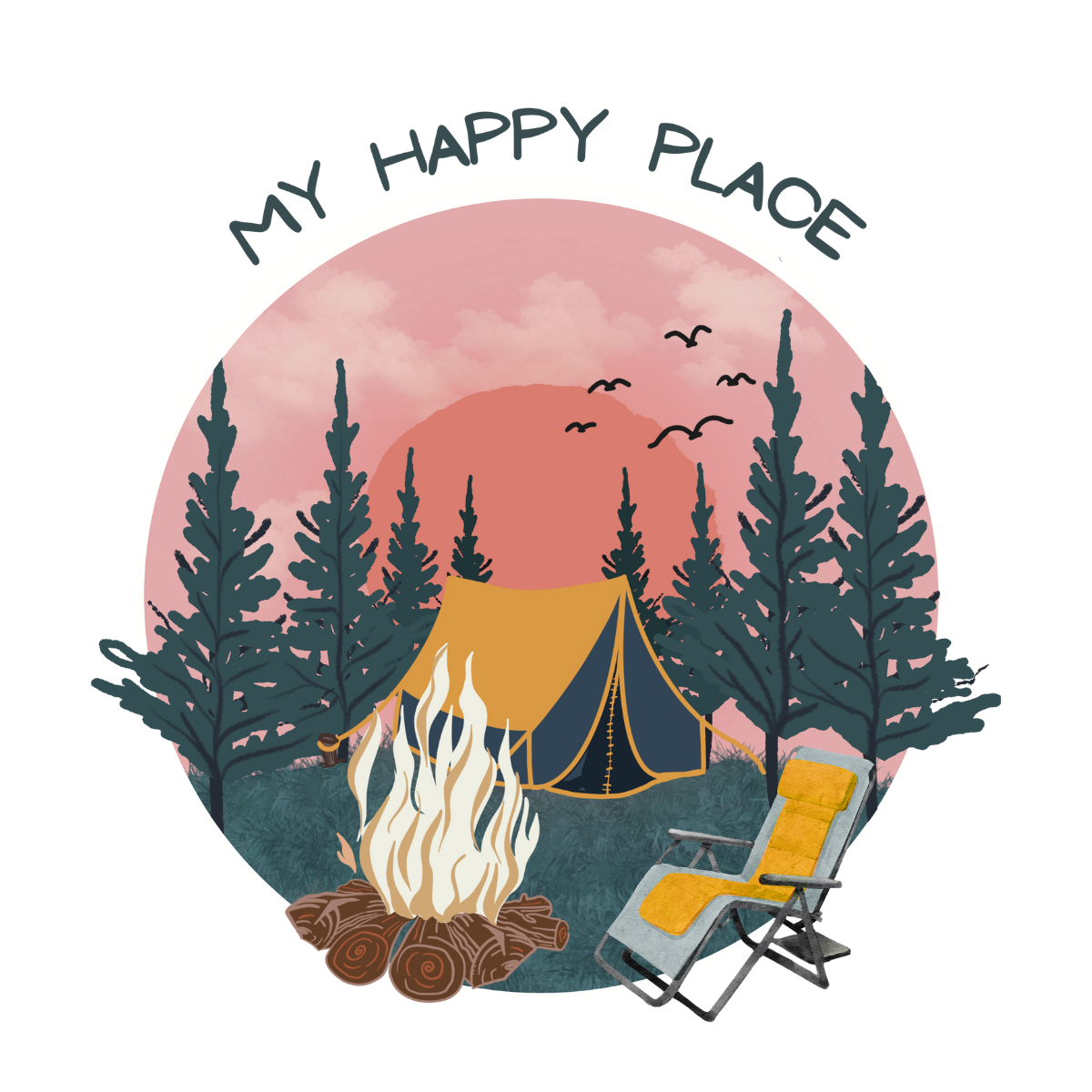 Women's Relaxed T-Shirt - Camping, campsite, happy place