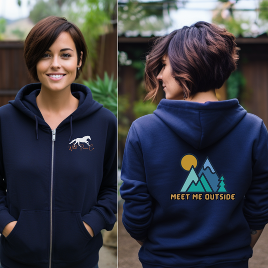 Unisex Heavy Blend Zip Hoodie- Meet me outside, back design