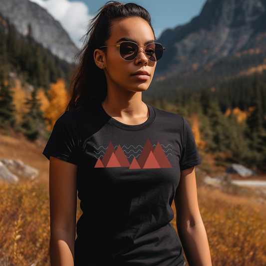 Unisex T-shirt Geometric mountains and clouds