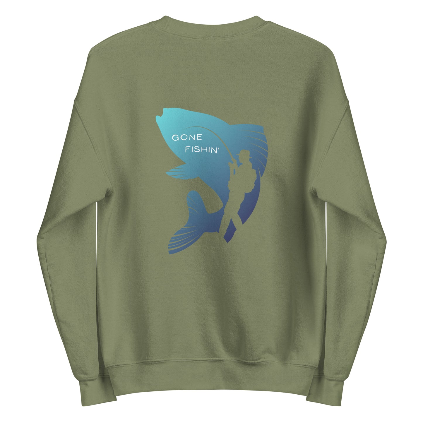 Unisex Sweatshirt-Back design, gone fishin'