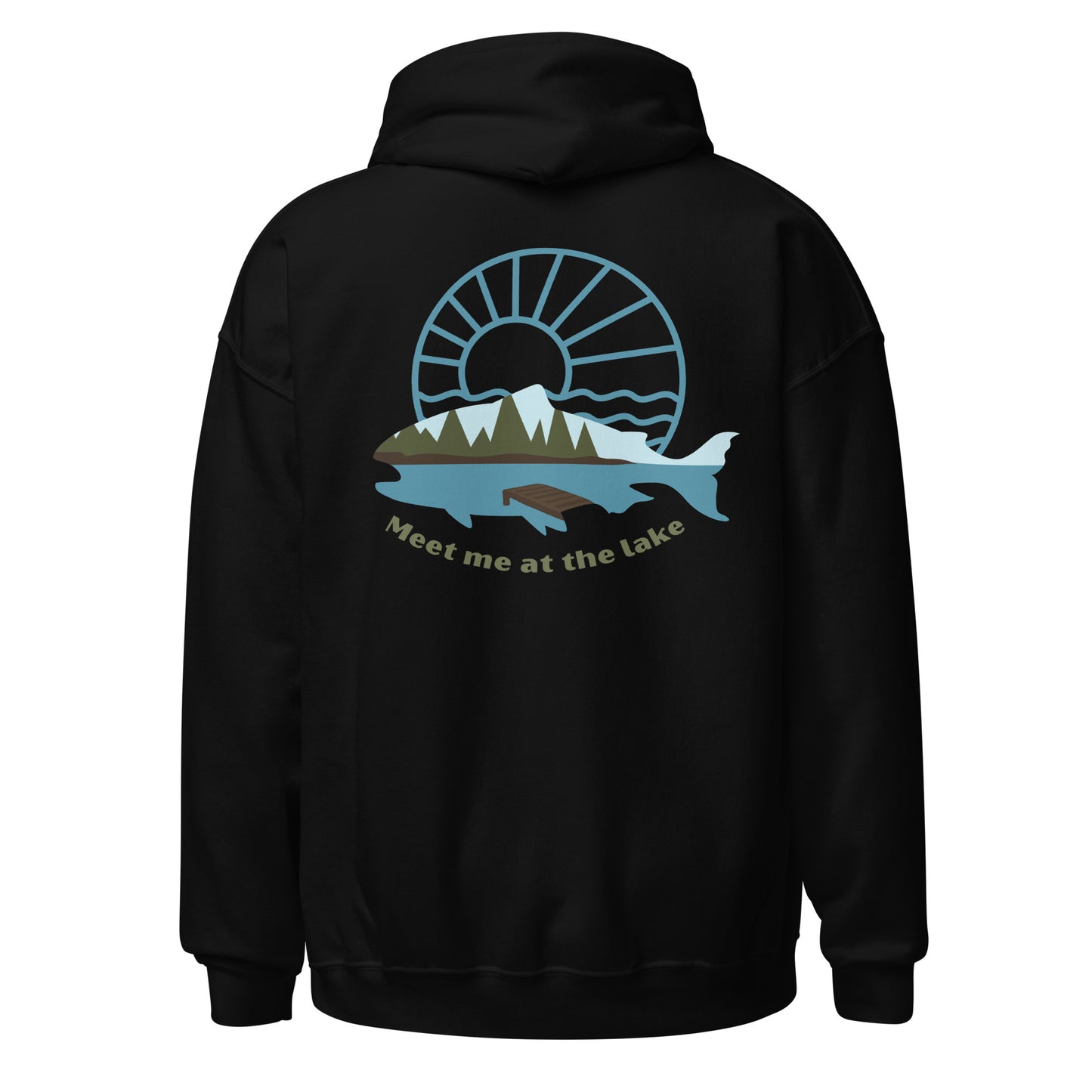 Unisex Hoodie- Back design, fishing, lake