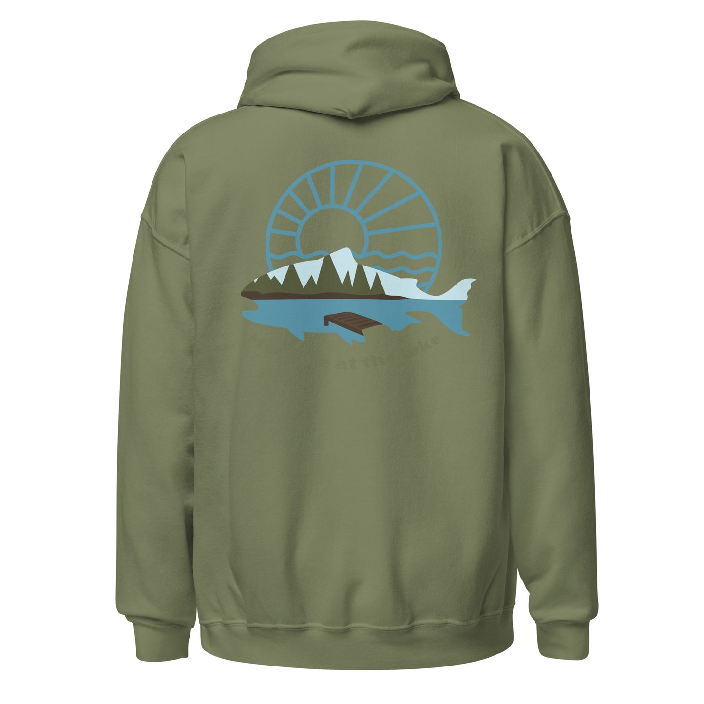 Unisex Hoodie- Back design, fishing, lake