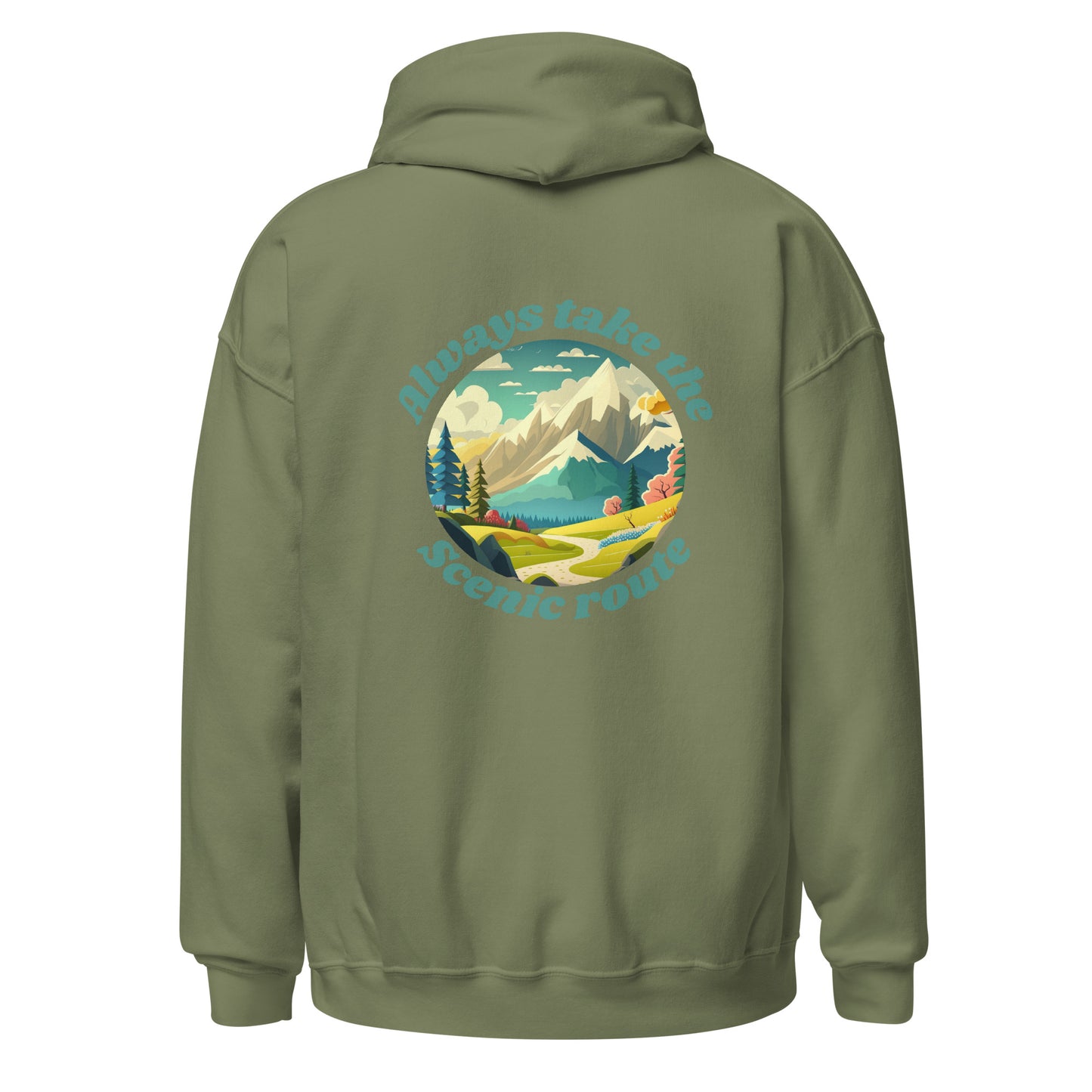 Unisex Hoodie- back design, scenic route