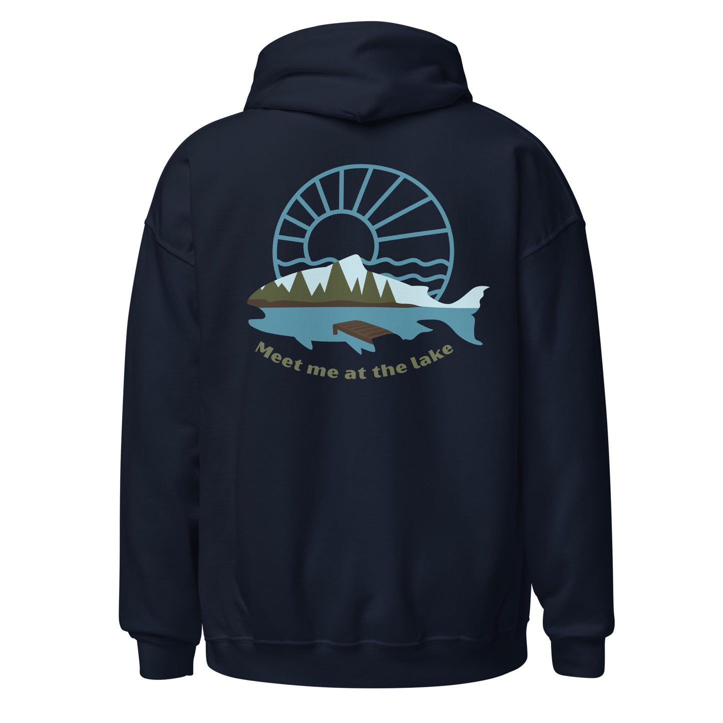 Unisex Hoodie- Back design, fishing, lake