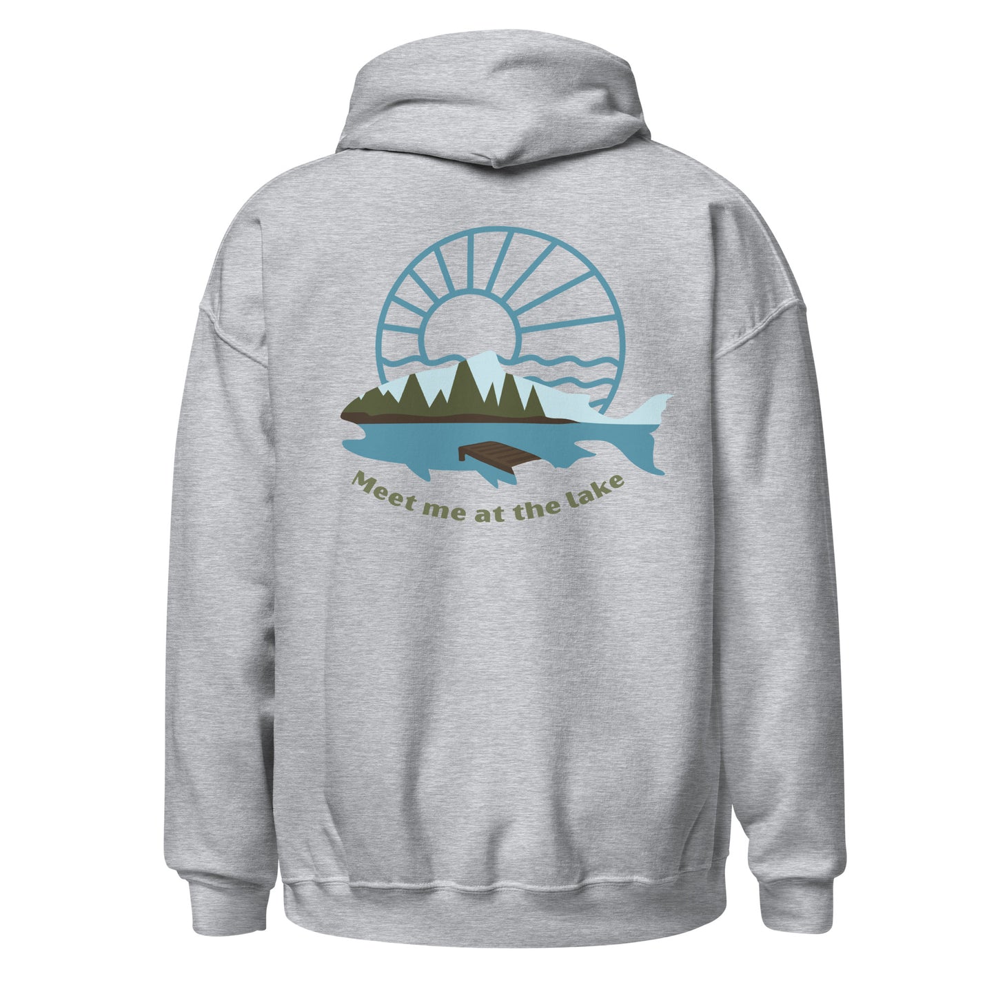 Unisex Hoodie- Back design, fishing, lake