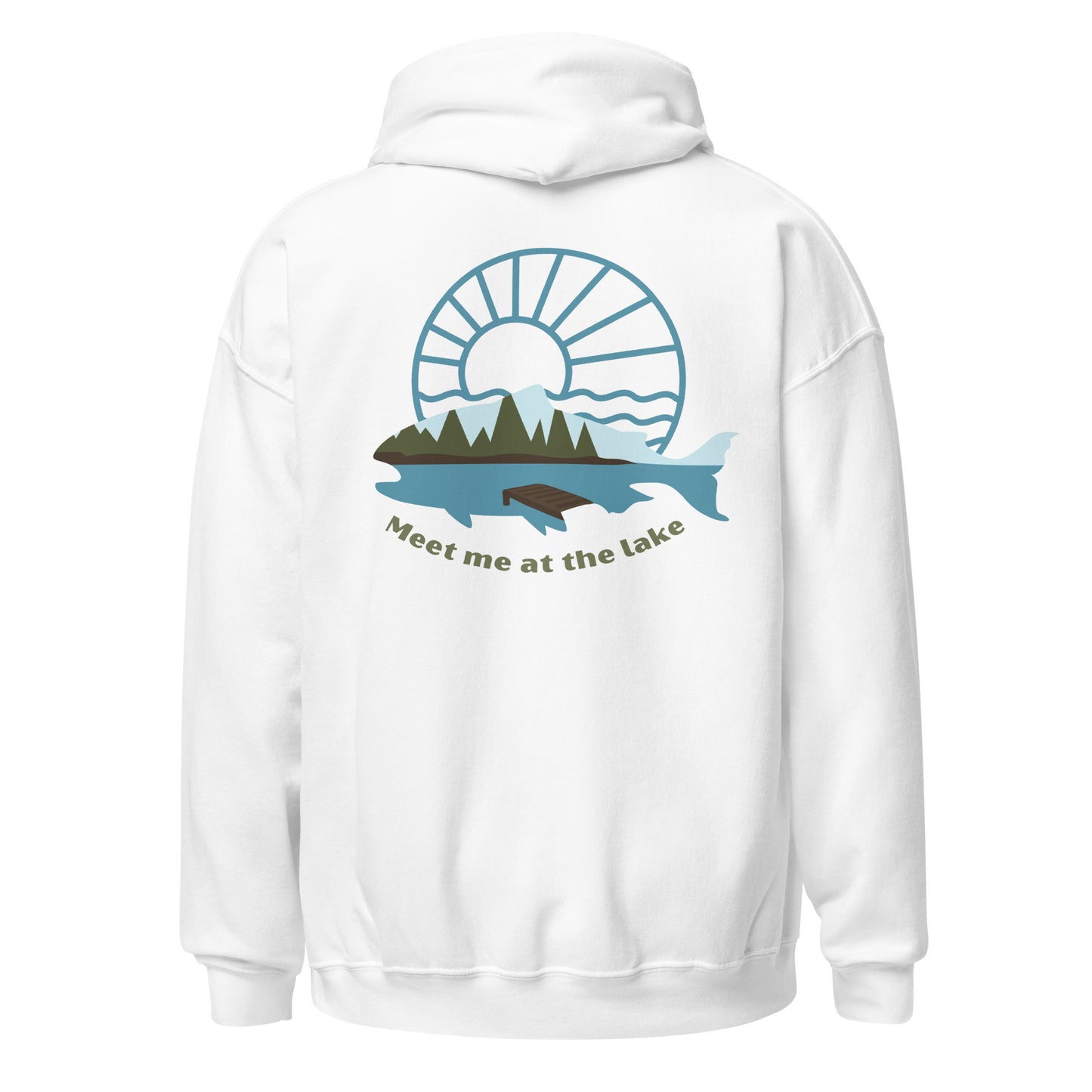 Unisex Hoodie- Back design, fishing, lake