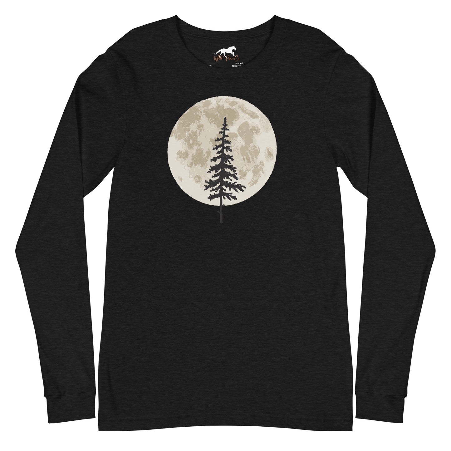 Unisex Long Sleeve Tee- Moon and lone pine tree