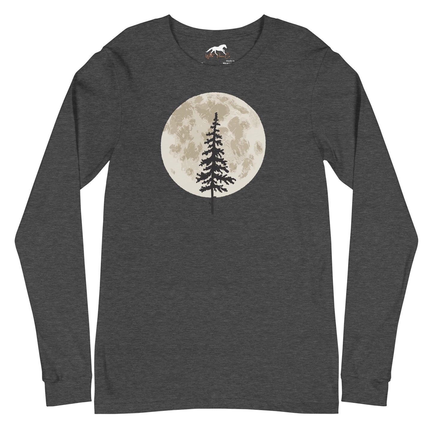 Unisex Long Sleeve Tee- Moon and lone pine tree