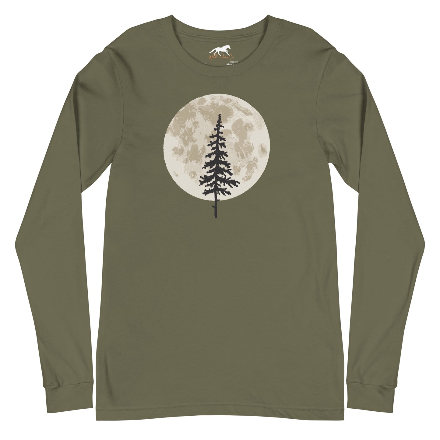 Unisex Long Sleeve Tee- Moon and lone pine tree