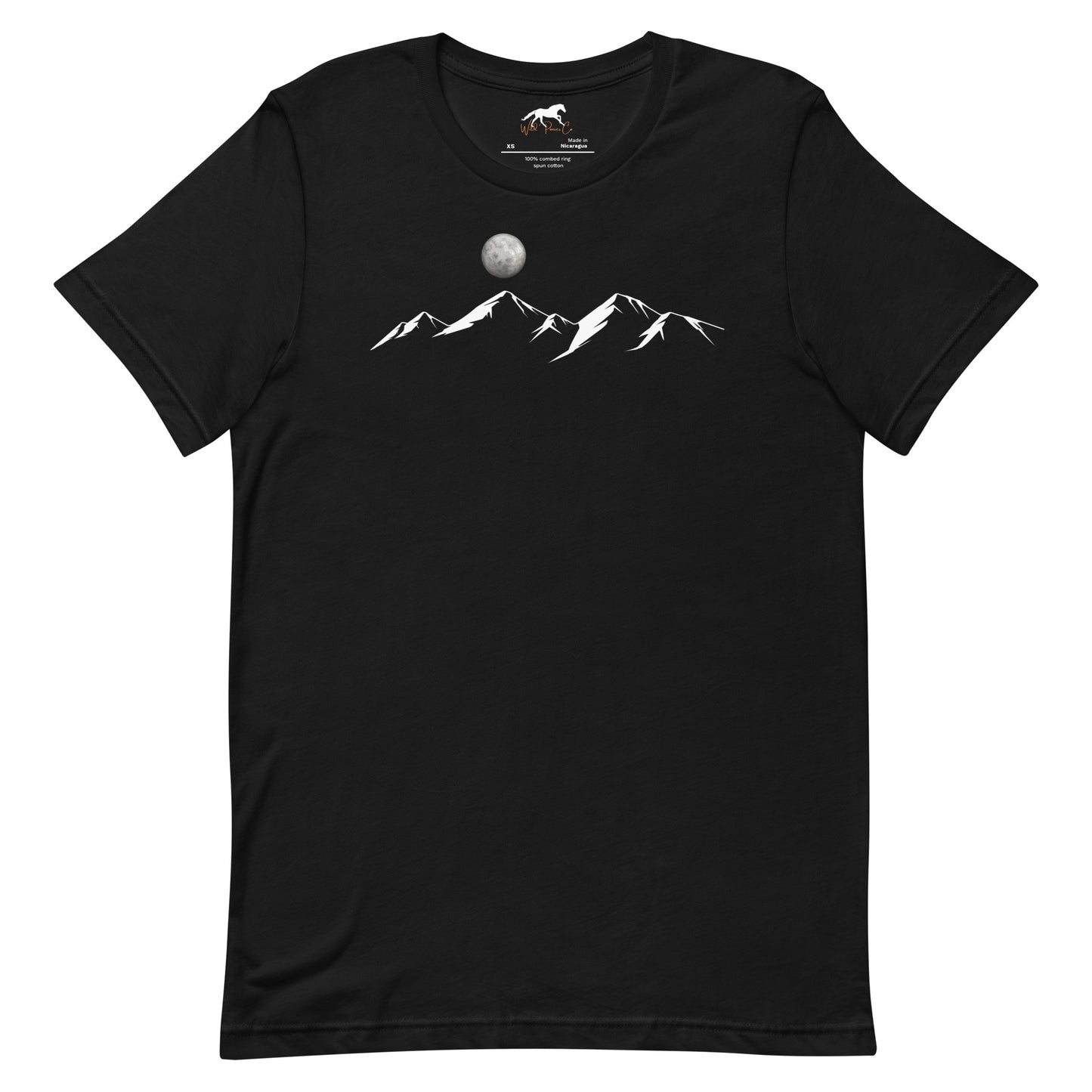 Unisex T-shirt with simply stated mountains and the moon