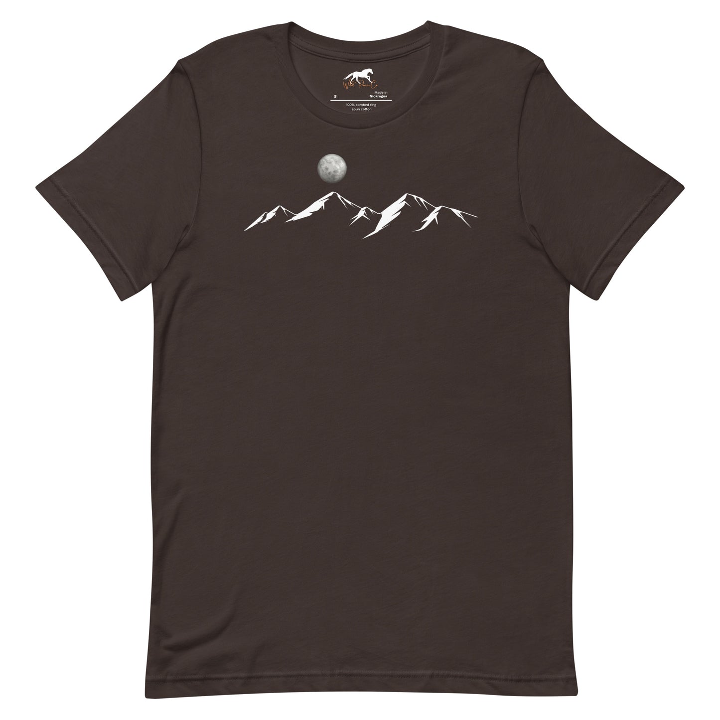 Unisex T-shirt with simply stated mountains and the moon