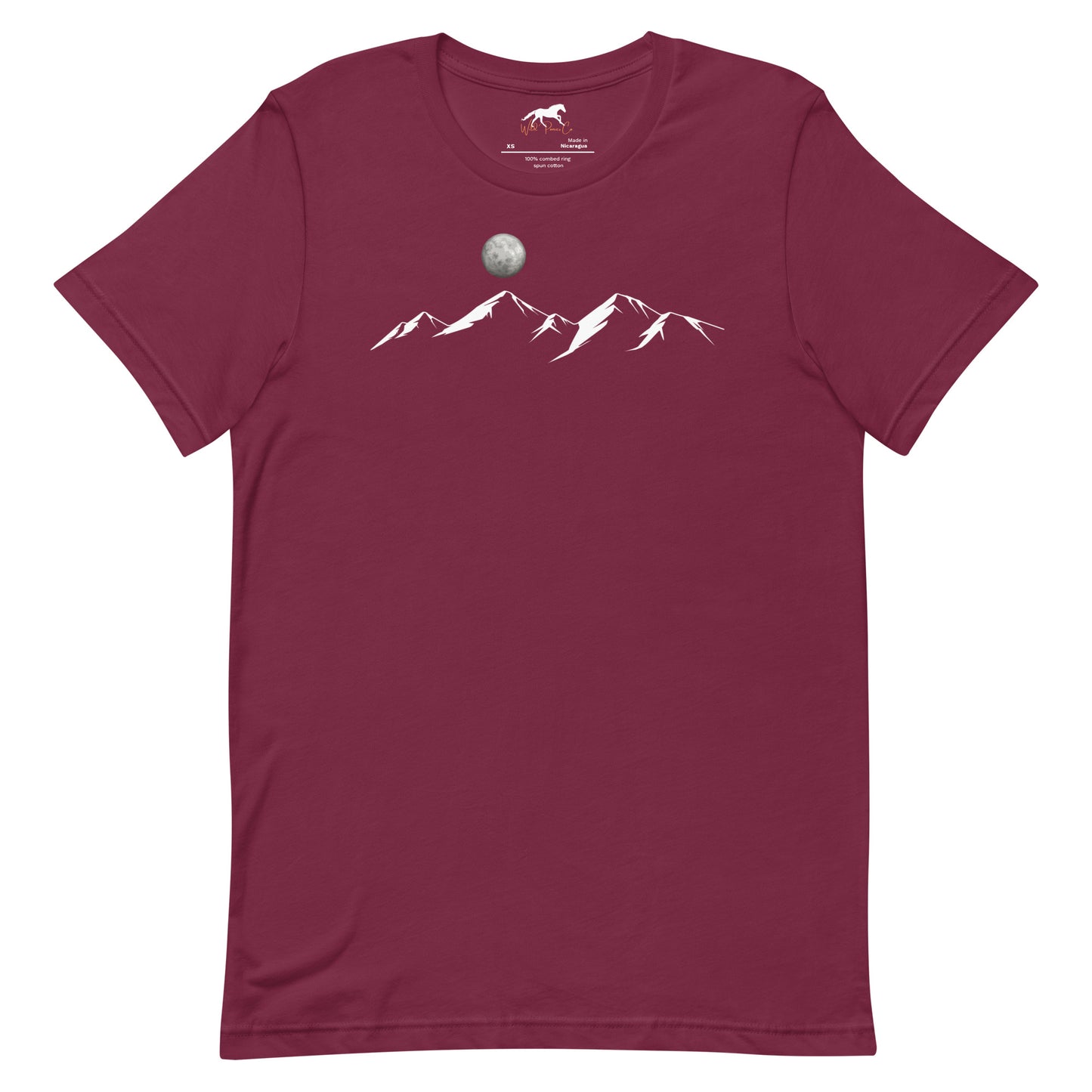 Unisex T-shirt with simply stated mountains and the moon