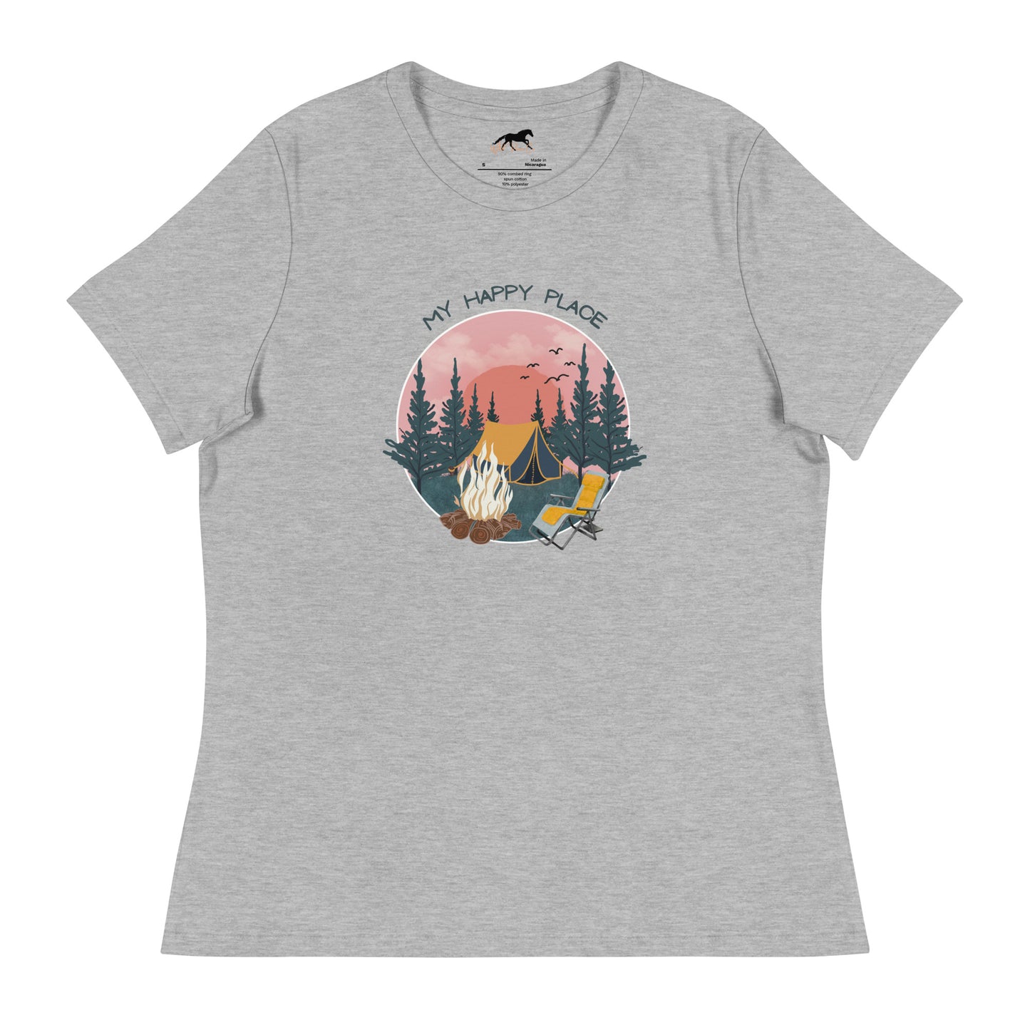 Women's Relaxed T-Shirt - Camping, campsite, happy place