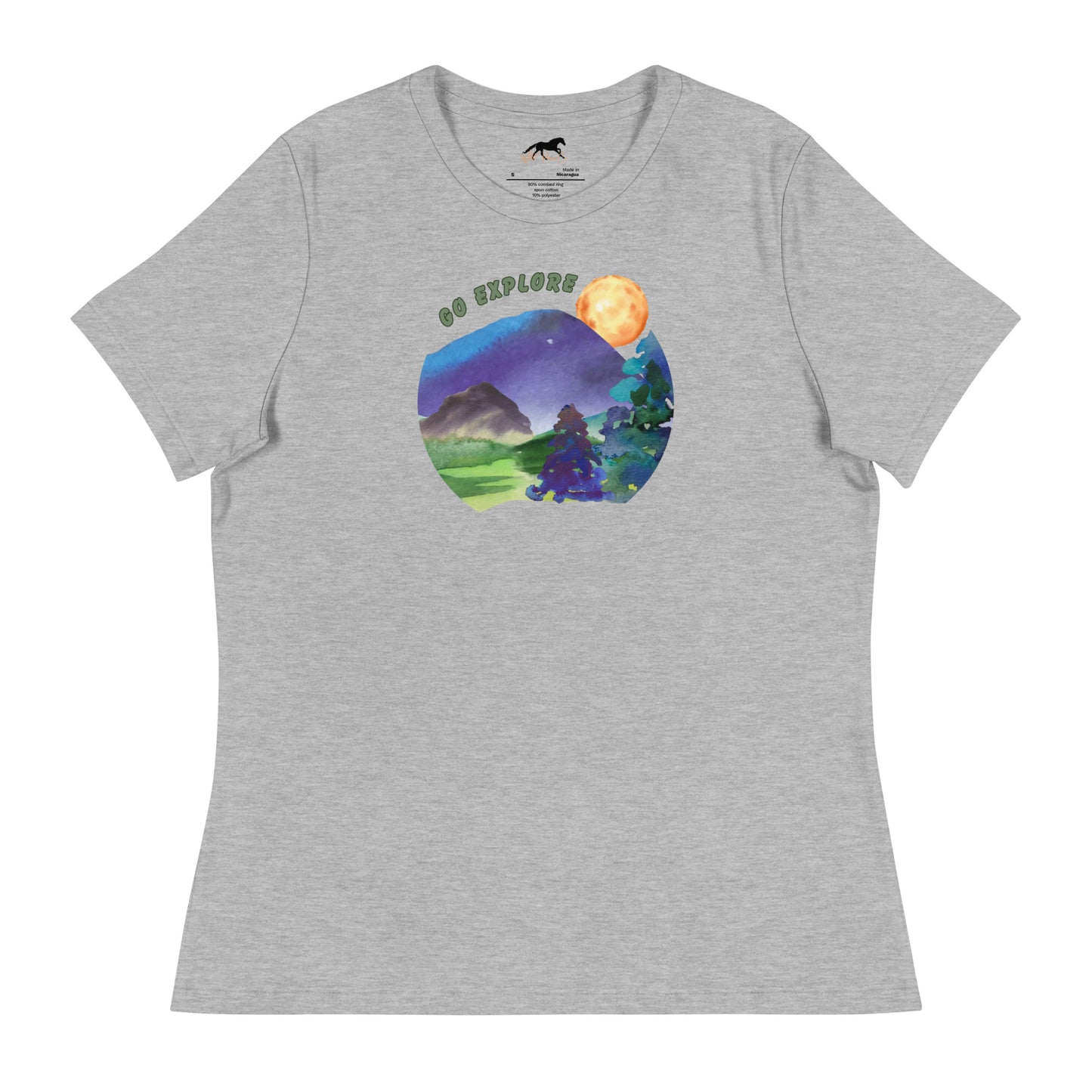 Women's Relaxed T-Shirt - Watercolors, mountains, explore