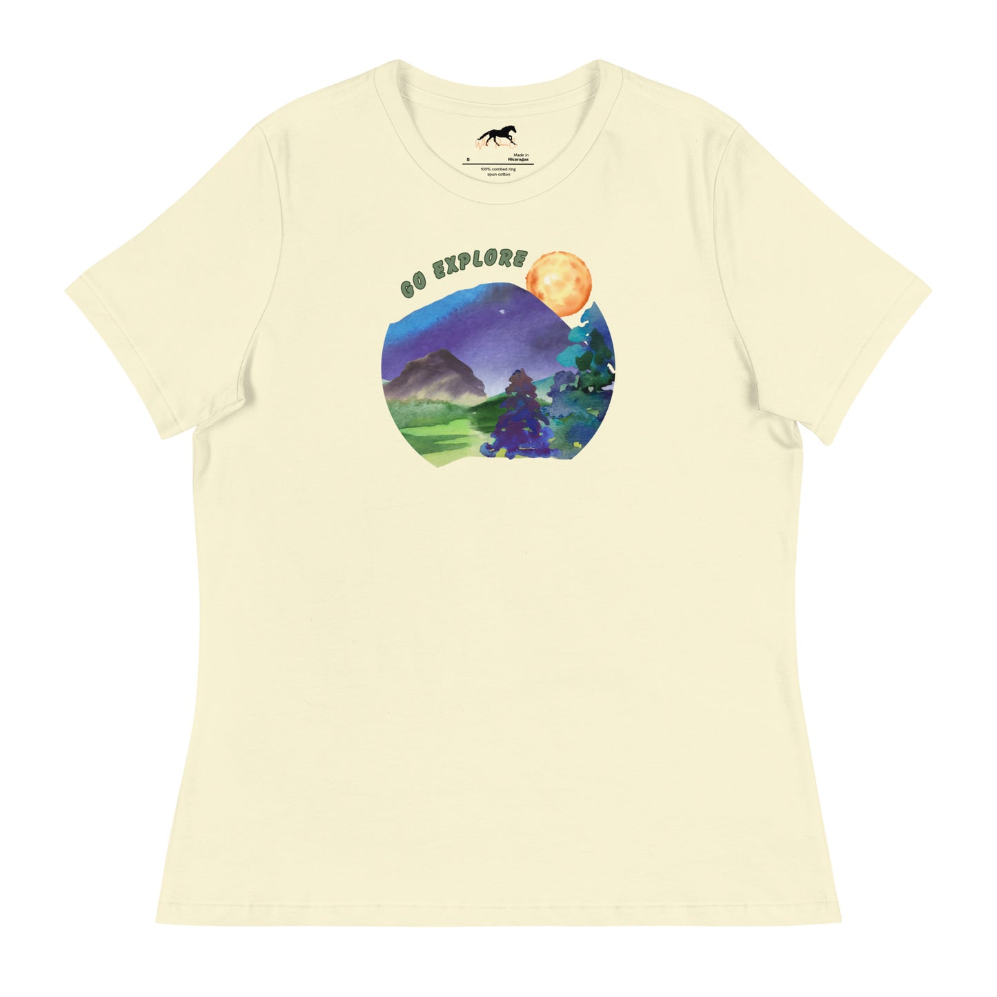 Women's Relaxed T-Shirt - Watercolors, mountains, explore