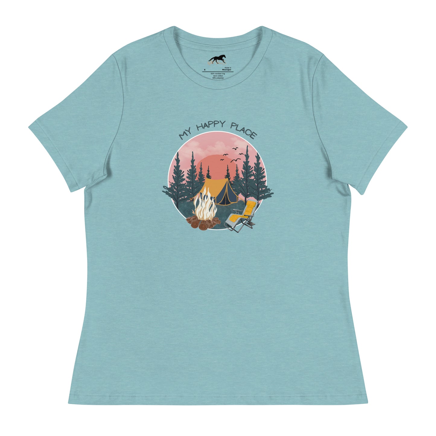 Women's Relaxed T-Shirt - Camping, campsite, happy place