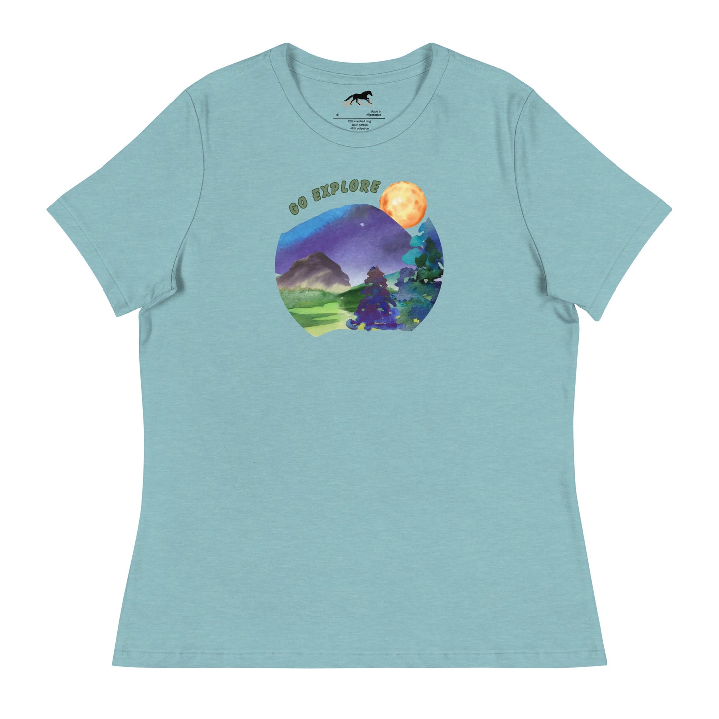 Women's Relaxed T-Shirt - Watercolors, mountains, explore