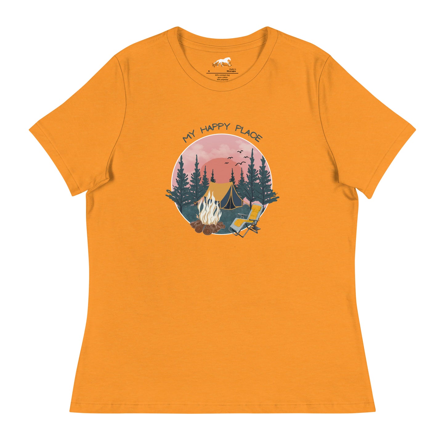 Women's Relaxed T-Shirt - Camping, campsite, happy place