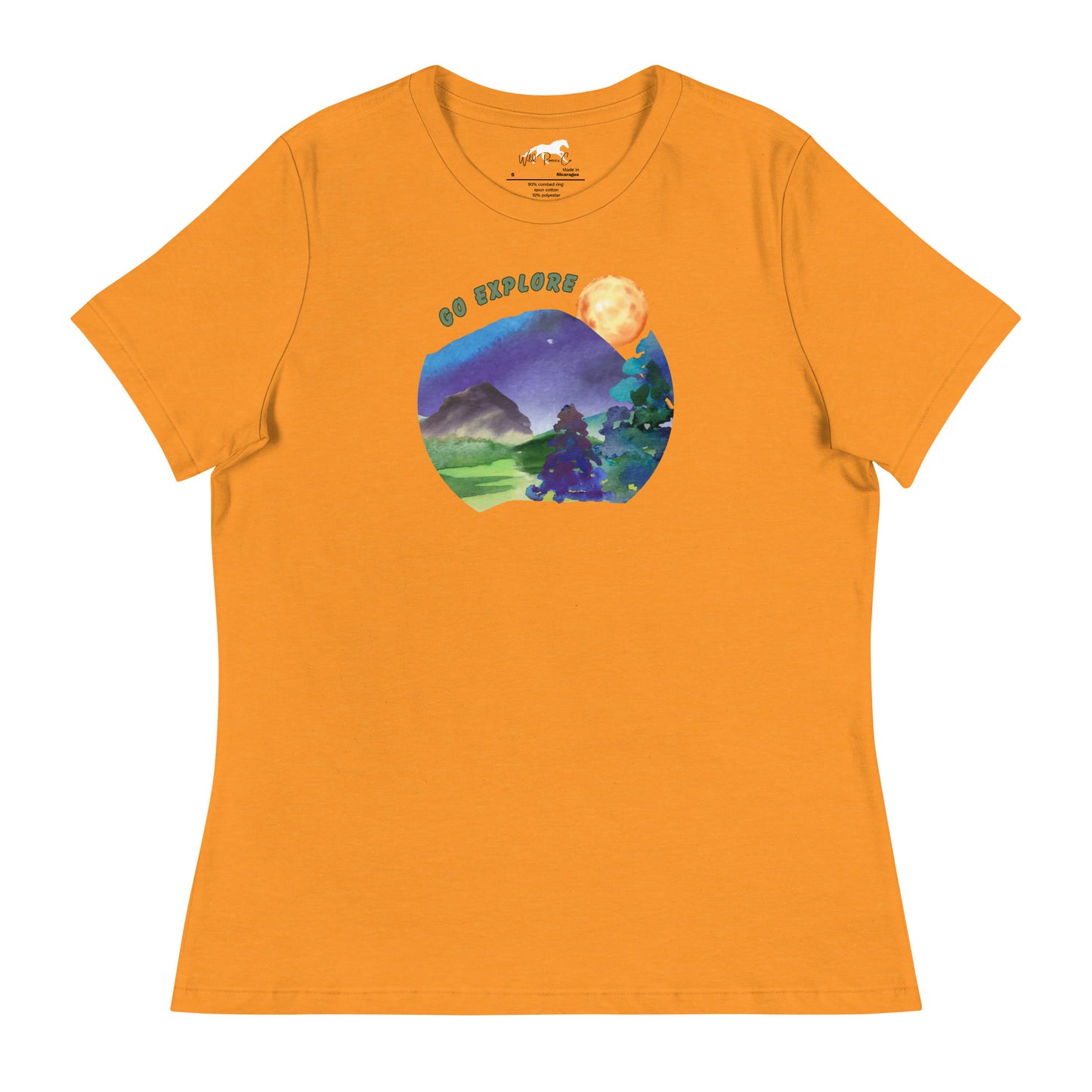 Women's Relaxed T-Shirt - Watercolors, mountains, explore