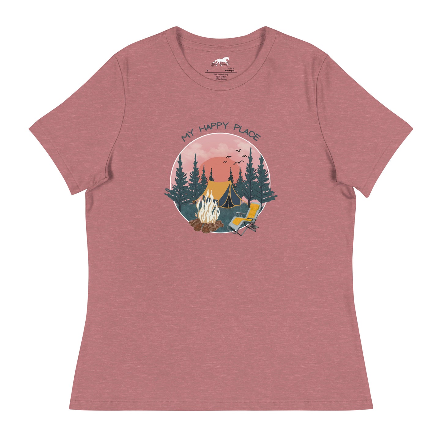 Women's Relaxed T-Shirt - Camping, campsite, happy place