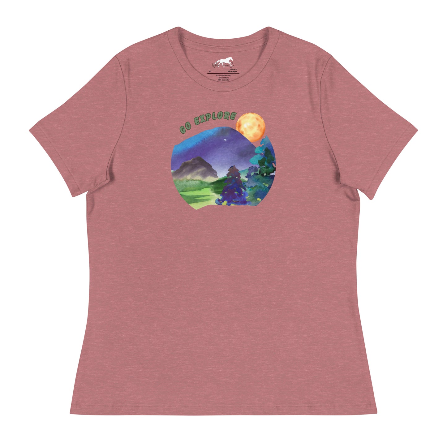 Women's Relaxed T-Shirt - Watercolors, mountains, explore