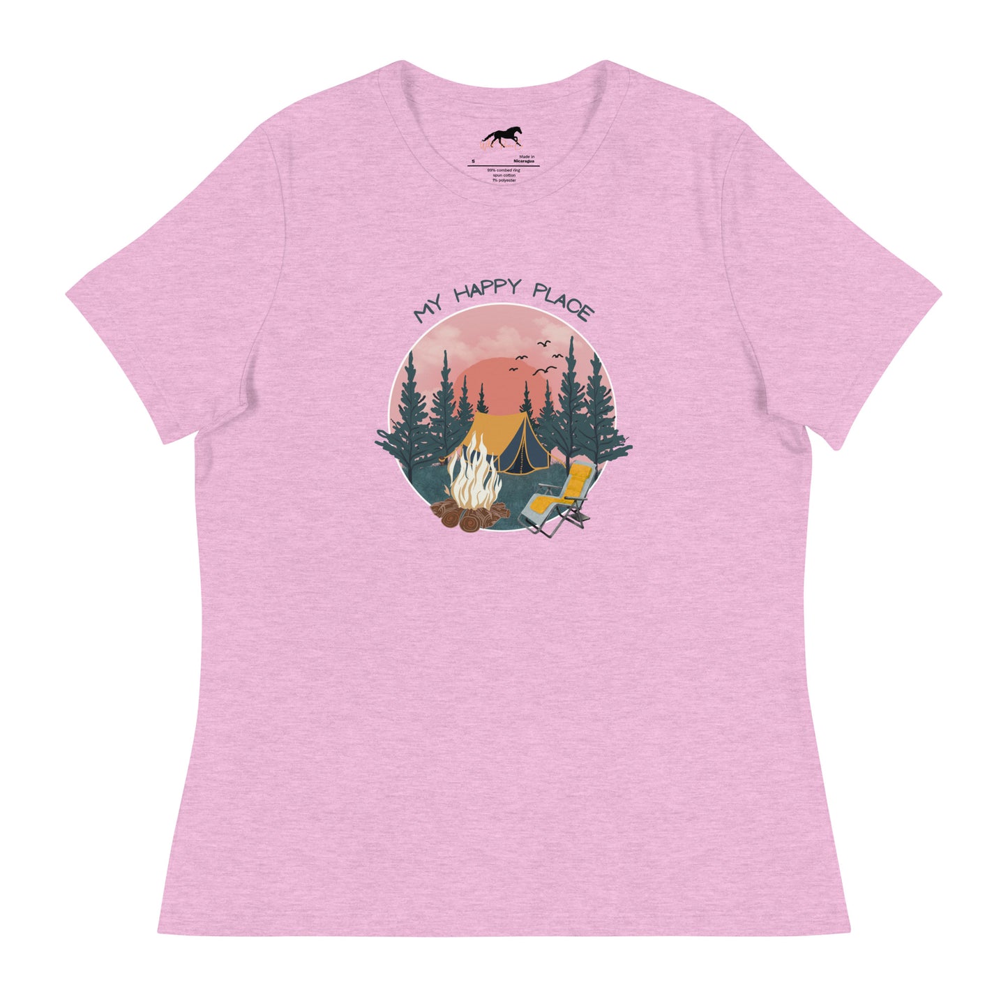 Women's Relaxed T-Shirt - Camping, campsite, happy place