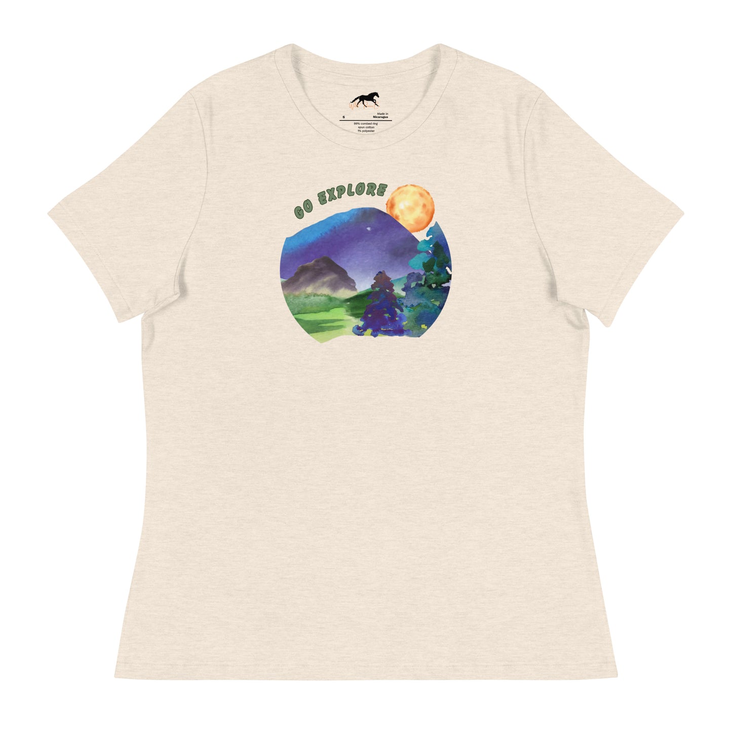 Women's Relaxed T-Shirt - Watercolors, mountains, explore