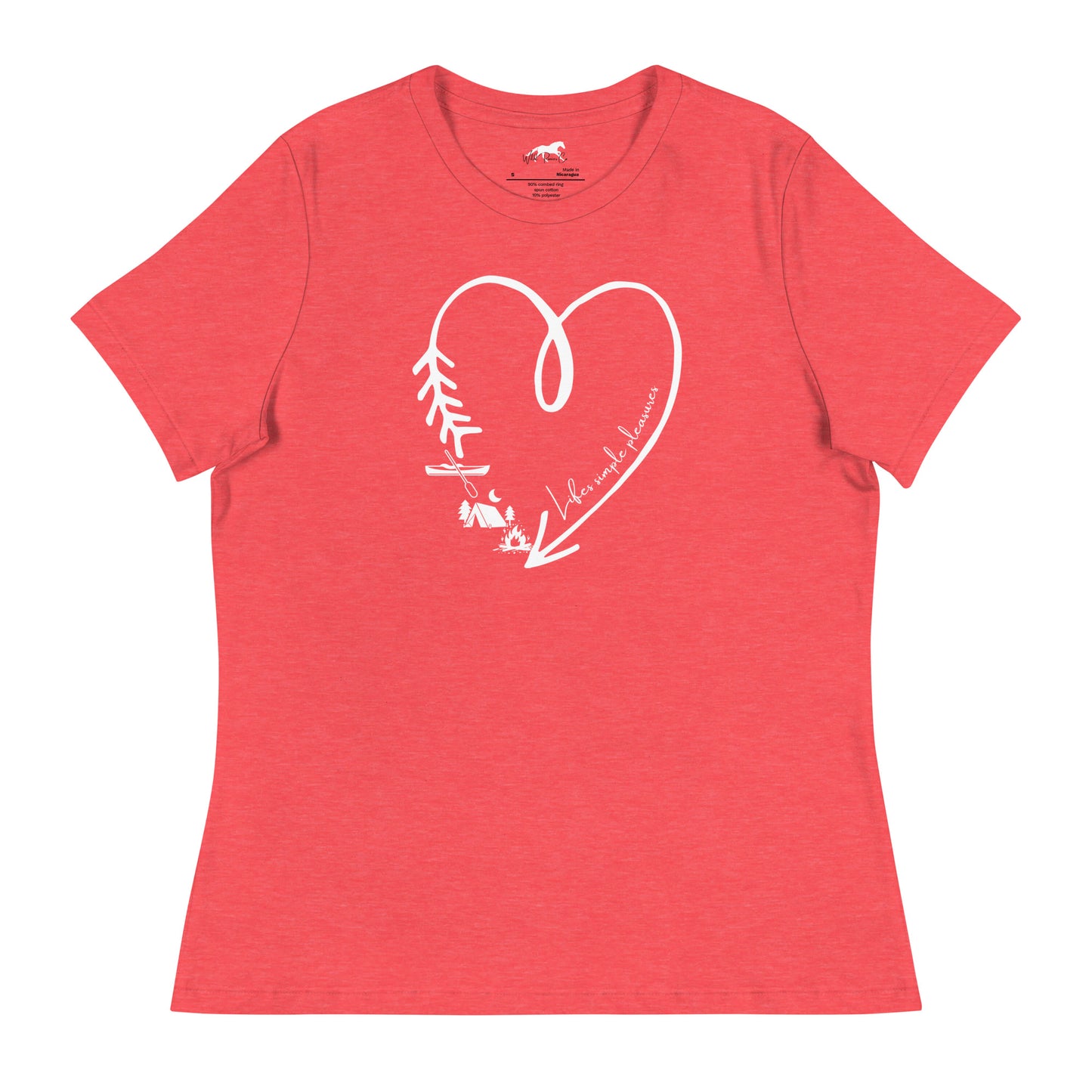 Women's Relaxed T-Shirt - Heart, camping, life's pleasures