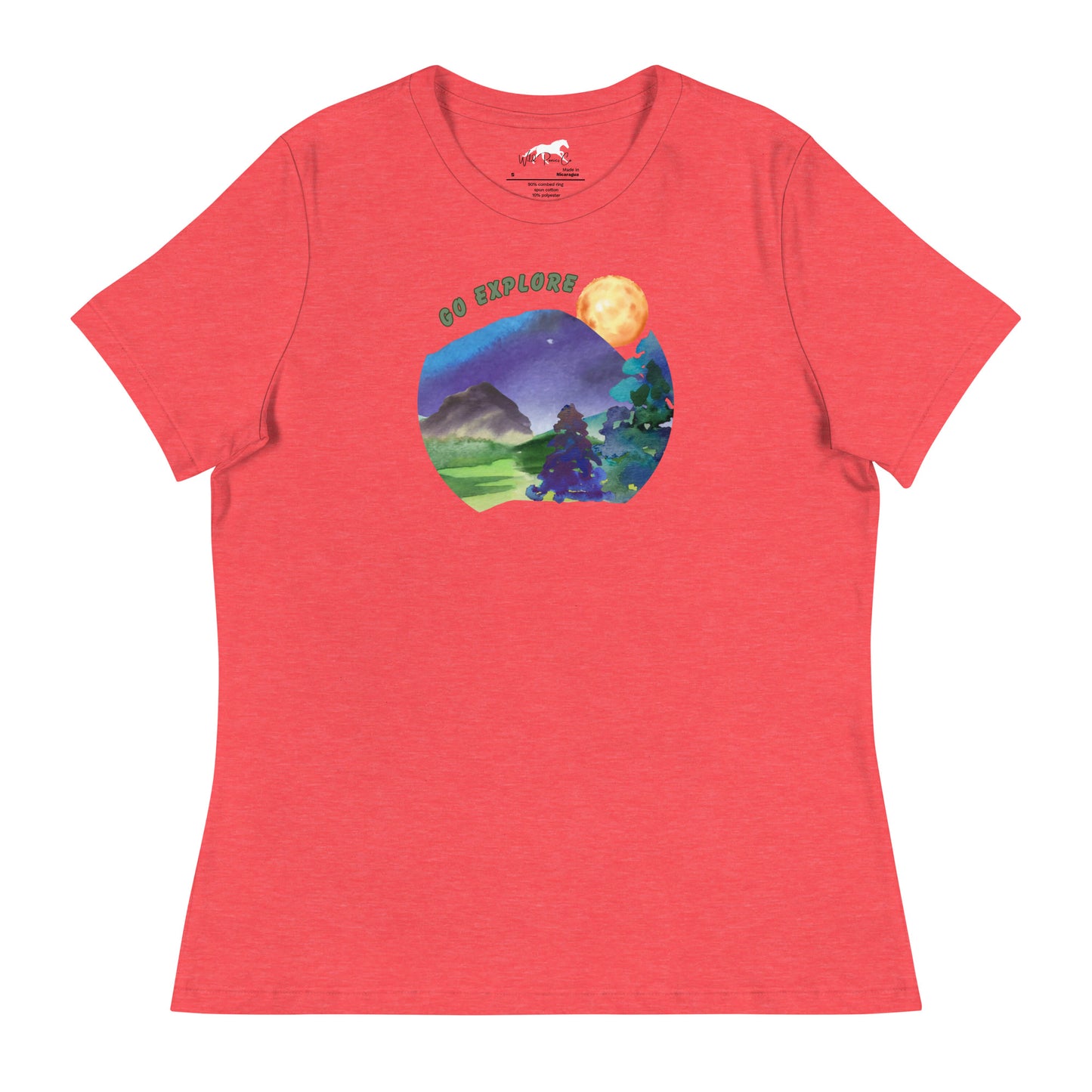 Women's Relaxed T-Shirt - Watercolors, mountains, explore