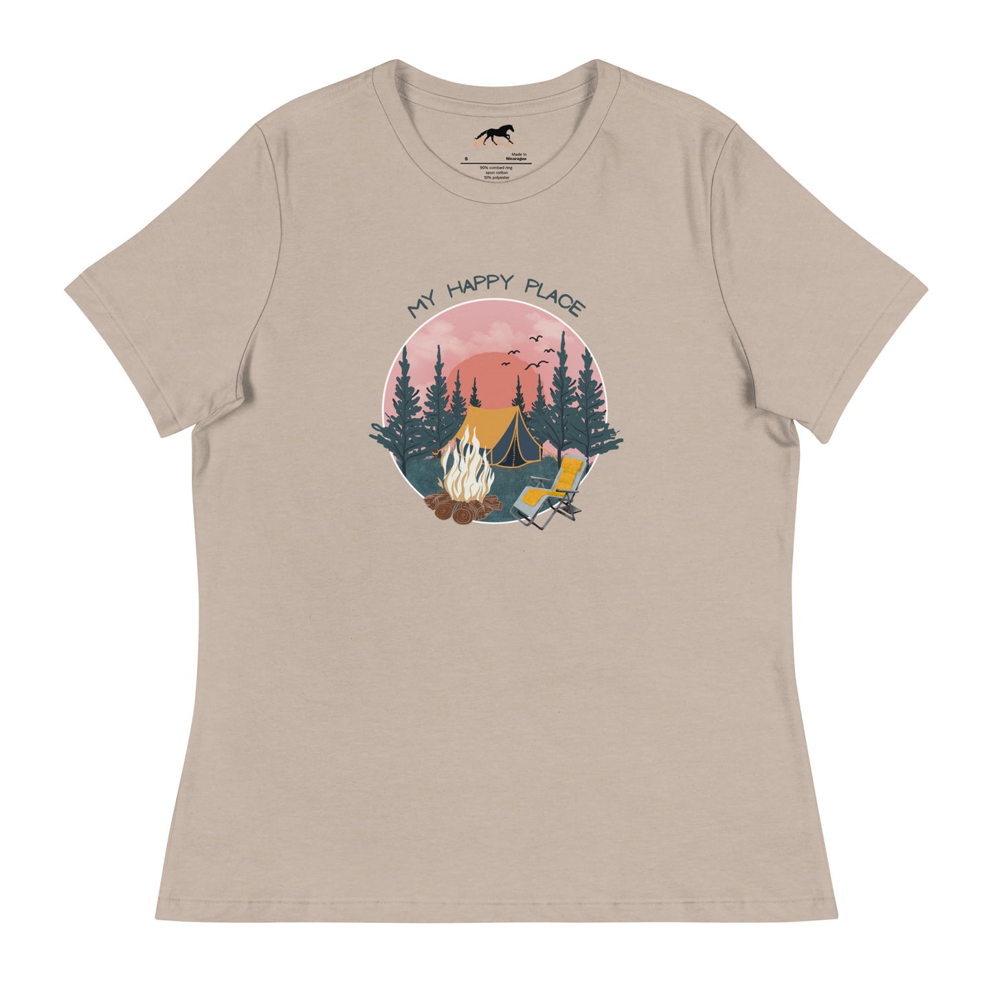 Women's Relaxed T-Shirt - Camping, campsite, happy place