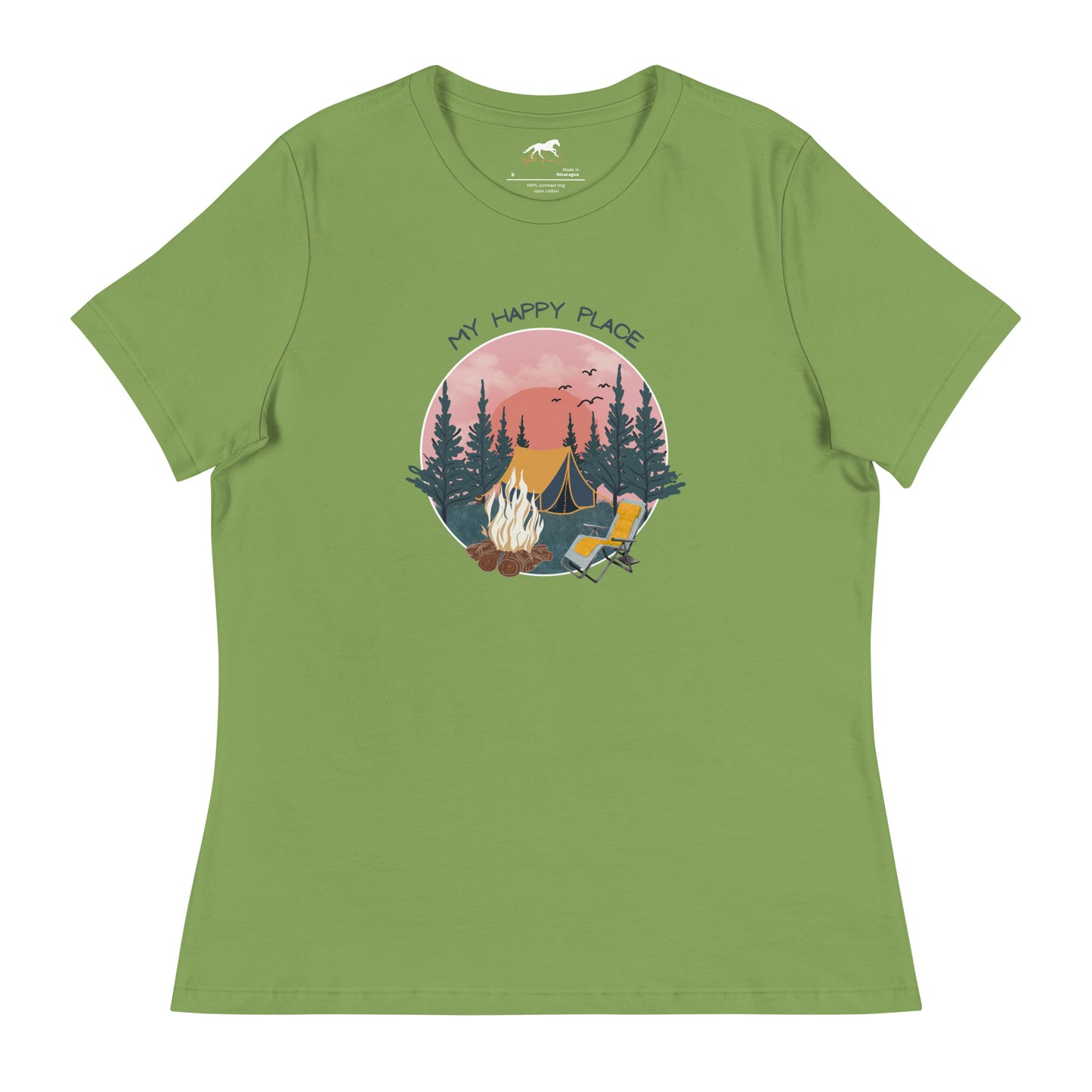 Women's Relaxed T-Shirt - Camping, campsite, happy place