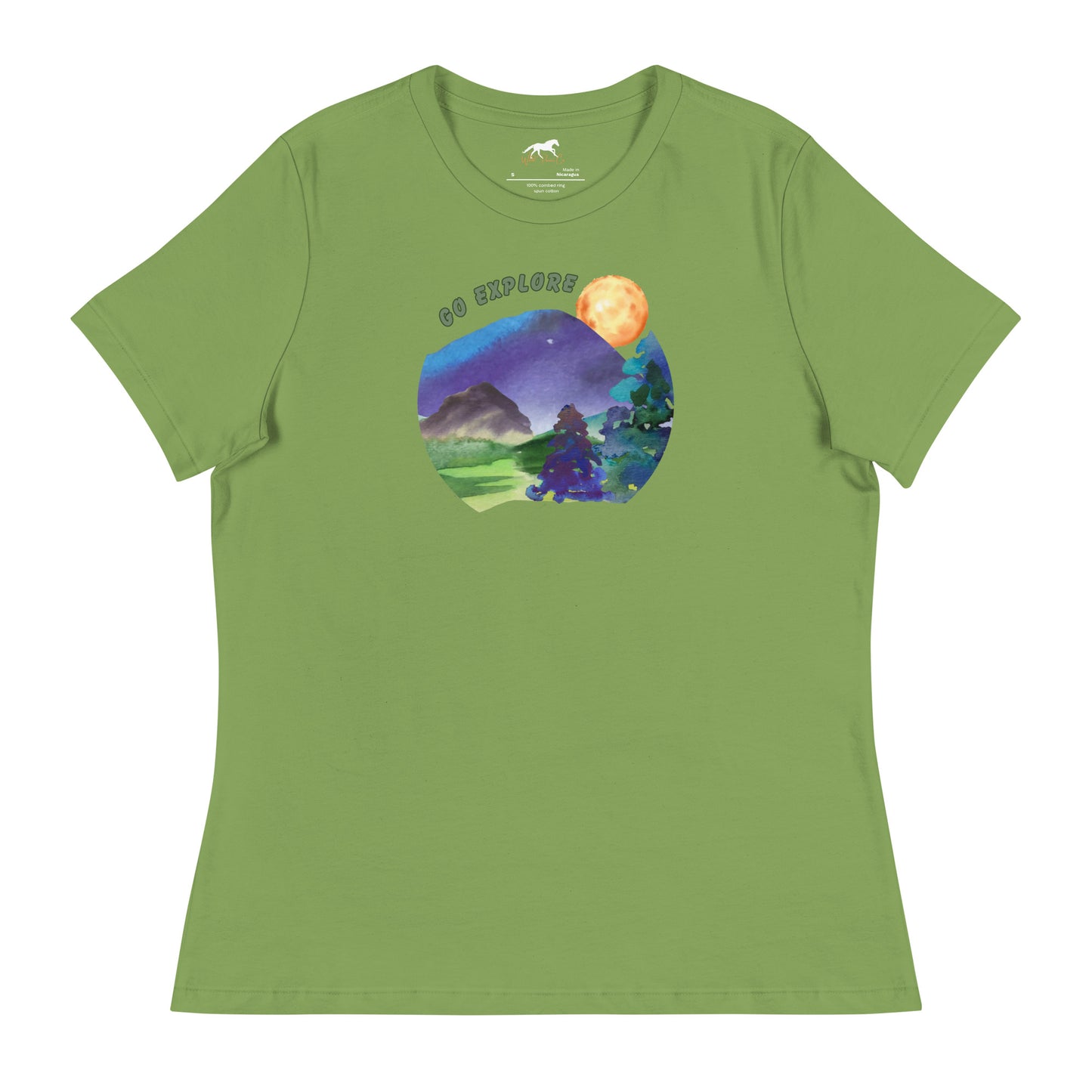 Women's Relaxed T-Shirt - Watercolors, mountains, explore