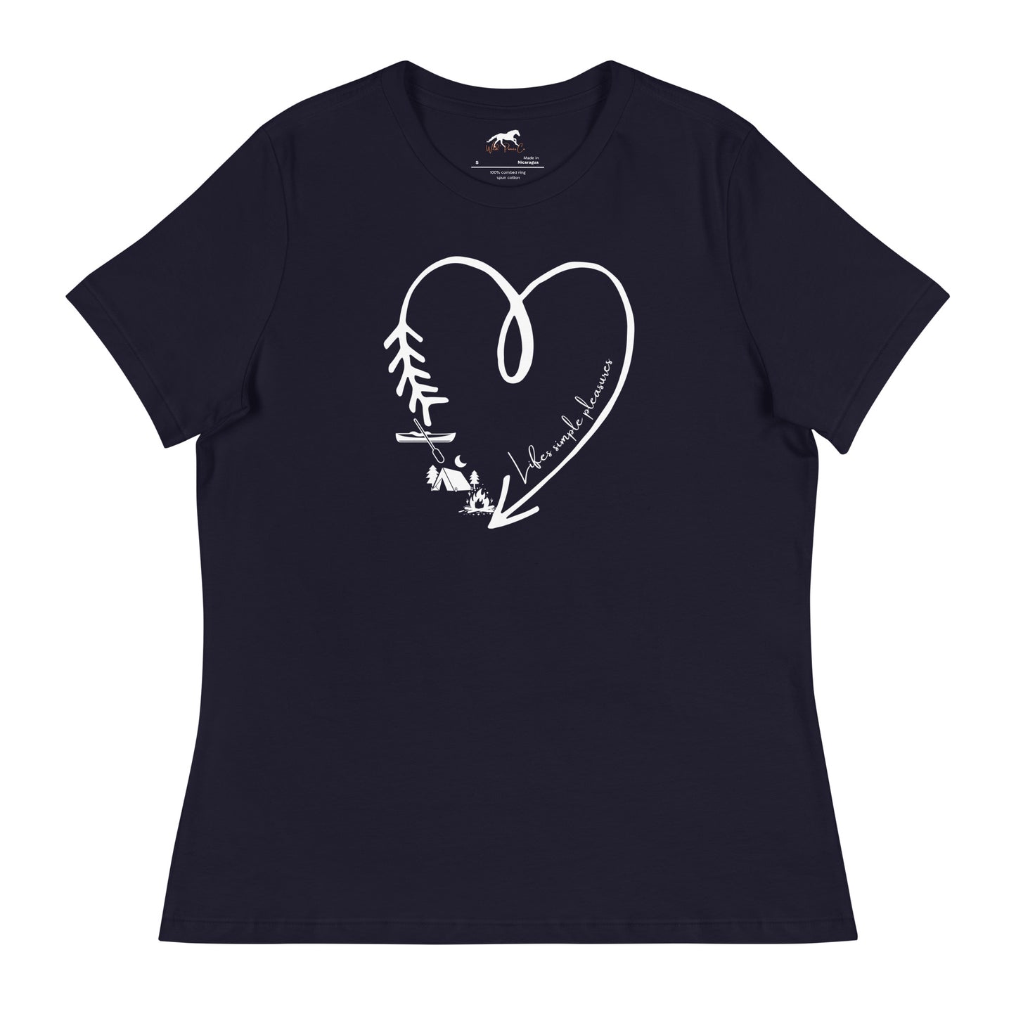 Women's Relaxed T-Shirt - Heart, camping, life's pleasures