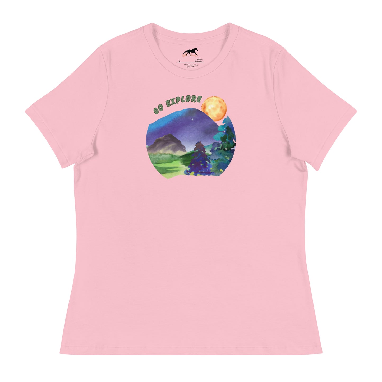 Women's Relaxed T-Shirt - Watercolors, mountains, explore